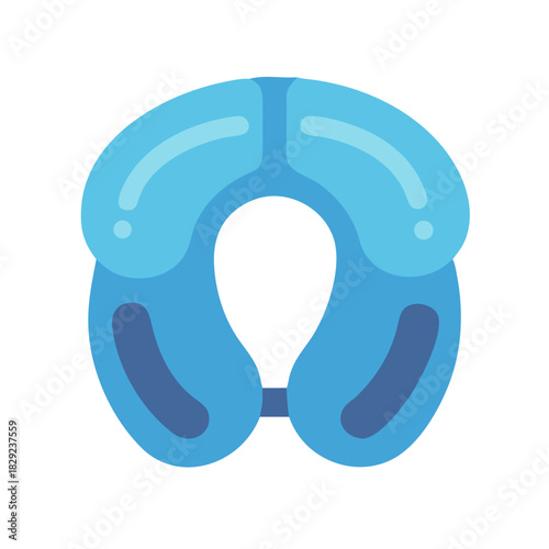 Blue travel neck pillow on black background illustration