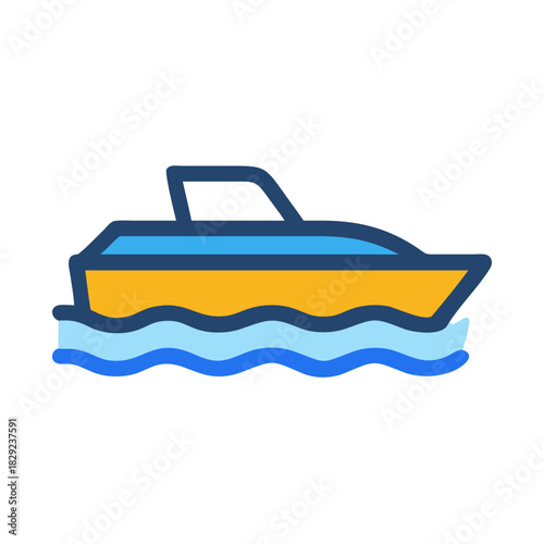 Vector illustration of a stylish motorboat sailing on water