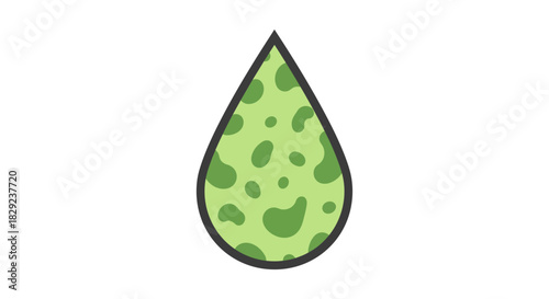 mold spore illustrating a microscopic allergen with green spots in a raindrop shape depicting health hazards for medical and environmental awareness