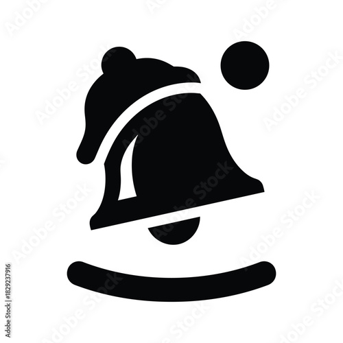 Simple black silhouette icon of a ringing notification bell isolated on