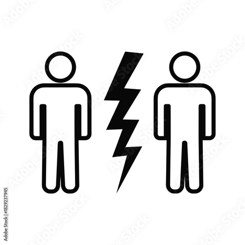 Icon representing conflict or disagreement between two people isolated on
