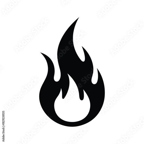 Simple black silhouette of a flame icon isolated on