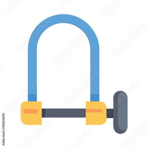Blue bicycle lock graphic illustration on black background