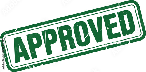 A green rectangular grunge stamp clearly displays the word APPROVED on a clean white background
