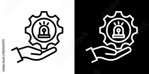 Emergency Service Icon Of Flat Black And White Style 