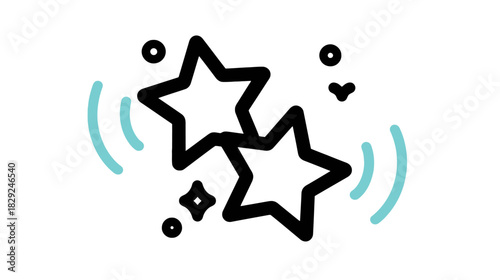 Twinkling Stars Icon. Simple graphic illustration of two sparkling stars with a glow effect, perfect for rating, favorite, or magic themes.