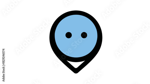 Minimalist blue location pin icon with a friendly face design, perfect for map pointers, navigation, or avatar symbols.