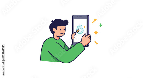person using mobile app interacting with user interface on phone promoting ease of use and digital engagement for application advertising.