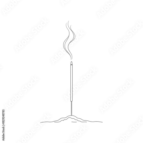 Minimalist incense stick burning, releasing calming aroma, perfect for meditation, relaxation, and spa treatments with serene vibes