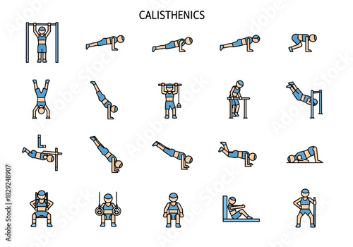 Calisthenics Exercises Diverse Bodyweight Workout Icons