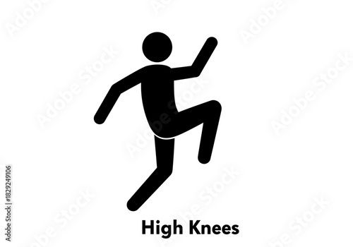 High Knees Exercise Illustration on White Background