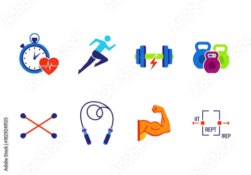 Fitness Icons Set Workout, Exercise, and Healthy Lifestyle Elements