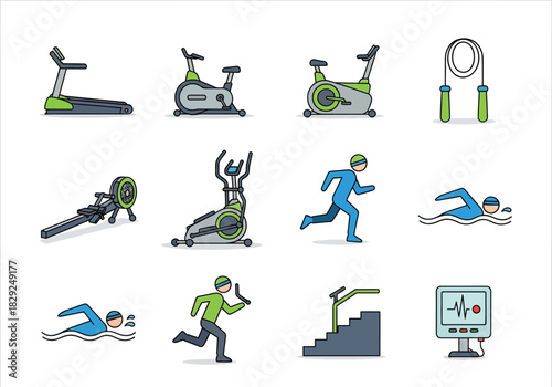 Diverse Fitness Icons Cardio Equipment and Active Lifestyles