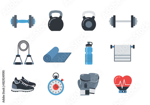 Gym Essentials Fitness Icons for Workout Enthusiasts