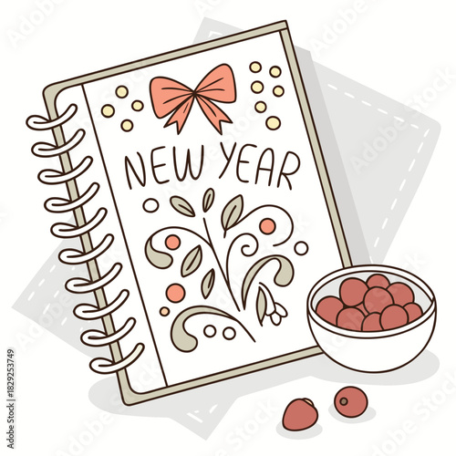 Top down view of a spiral bound notebook resting on a surface