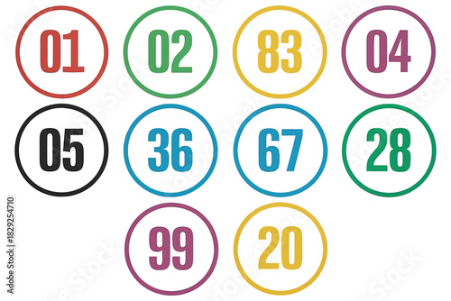 Set of numbers, round number icons 1 to 10, number circles set, vector illustration, ideal for teaching, learning materials, infographics, numeric designs, and eps 10.