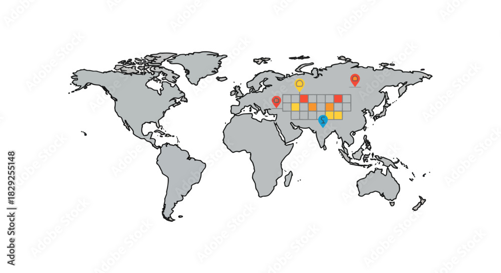 Obraz premium asia map infographic visually representing business strategy across countries ideal for data-driven presentations in corporate settings driving insights innovation