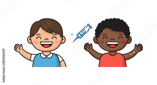 happy children getting vaccinated with a needle symbolizing child immunization healthcare and well-being ideal for medical campaigns