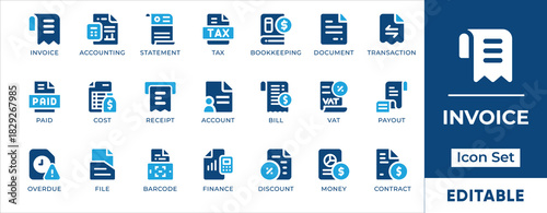 Invoice and Accounting Icons for Finance and Banking Apps