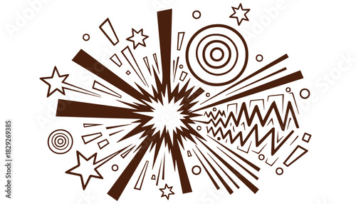 Retro Brown Comic Explosion Burst Illustration