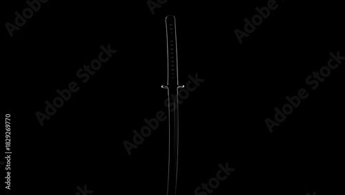 A solitary, elegant katana stands as a symbol of honor and tradition, ready for action