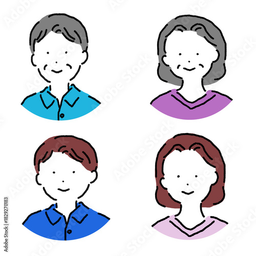 老若男女のシンプルイラストアイコン