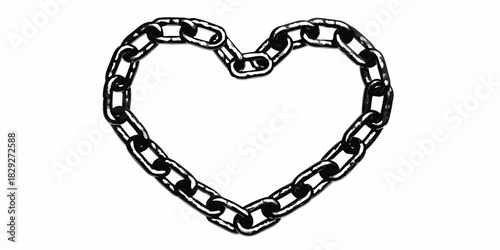 Heart shaped chain illustration on white background for valentine s day