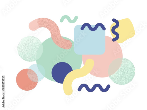 Playful abstract shapes design, ideal for modern branding, website backgrounds, and creative projects needing a vibrant, contemporary touch, originally a vector graphic