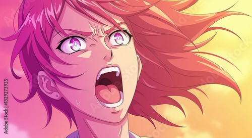 Unleashing Fury: A close-up shot of a person's face expresses a raw display of rage, the mouth agape in a silent scream, conveying intense frustration.