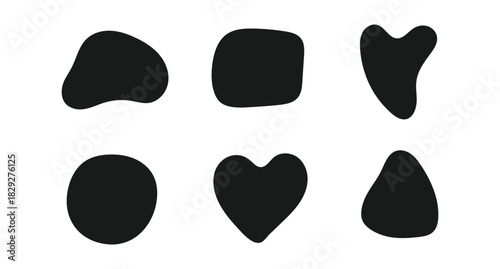 Liquid wavy abstract oval shapes, rounded doodle blobs, bubble frames, smooth curves, and soft organic flowing patterns build a trendy modern vector background illustration.