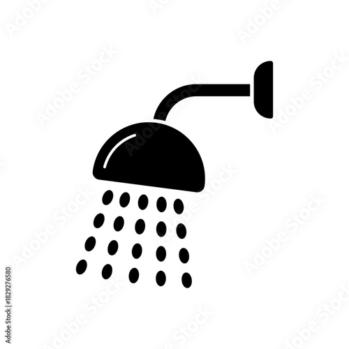 Shower Head with Water Drops Glyph Icon
