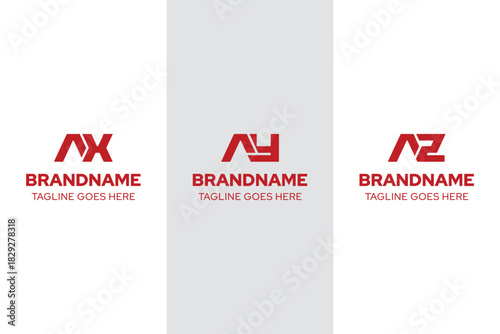Letters AX AY AZ Monogram Logo Set, great for XA YA ZA Initials