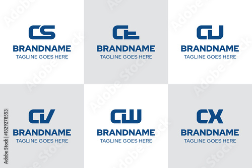 Letters CS CT CU CV CW CX Monogram Logo Set, great for SC TC UC VC WC XC Initials