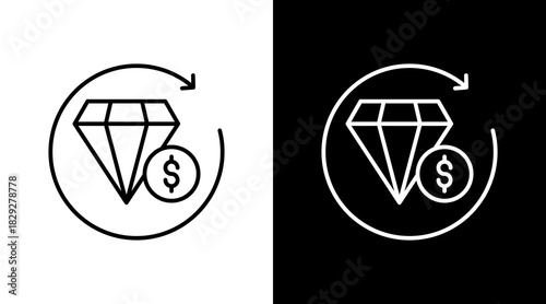 Value Chain Outline White Icon Set Design