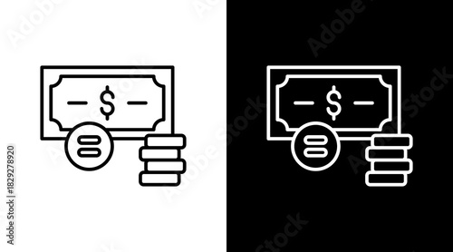 Cash Balance Outline White Icon Set Design