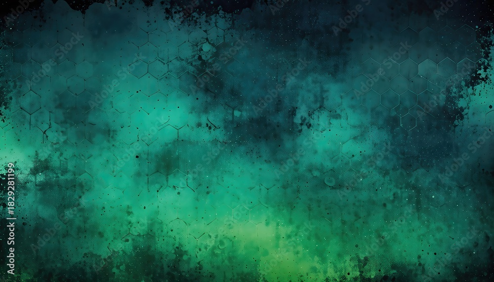 Fototapeta premium Abstract Hexagon Patterned Background with Green and Teal Hues.