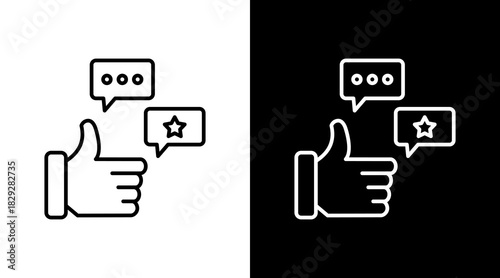 Thumbs Up Outline White Icon Set Design