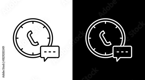 Call Center Outline White Icon Set Design