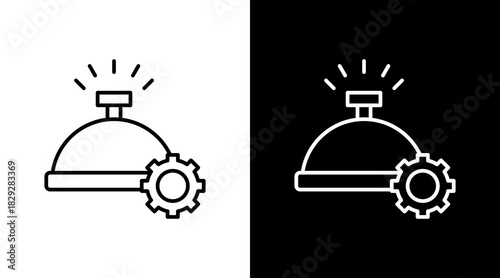 Service Bell Outline White Icon Set Design