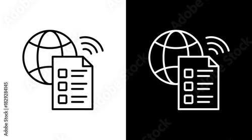 Online Form Outline White Icon Set Design