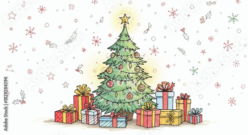 Christmas tree with presents festive holiday season celebration joy.