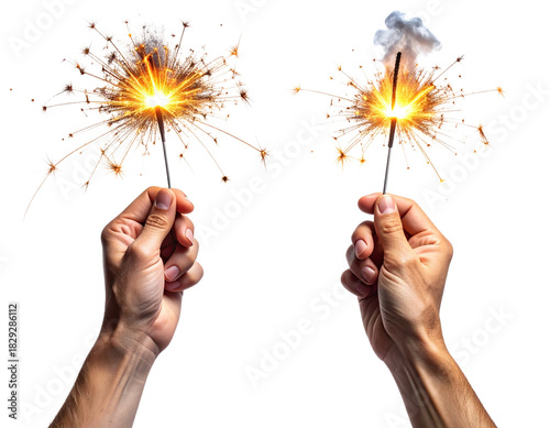 Party Night Sparkler Bundle with Hand Grip, isolated on transparent background