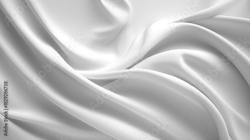 Soft white fabric folds on white background, clean minimal textile texture, smooth flowing curves