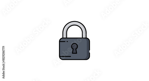 Padlock simple security lock design for protecting personal digital safety symbol of privacy and encryption in secure computer information systems