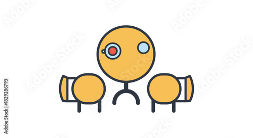 Robot sitting at a table a whimsical scene this retro-futuristic automaton enjoys quiet time perfect for vintage tech illustrations  sci-fi blogs