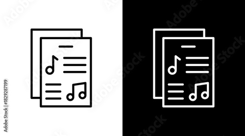 Music Note Outline White Icon Set Design