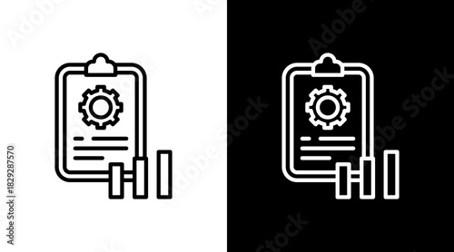 Project Chart Outline White Icon Set Design