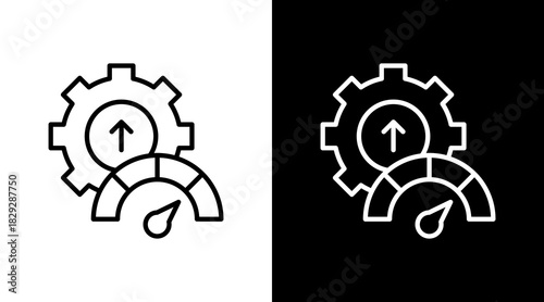 Productivity Gear Outline White Icon Set Design