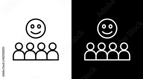 Friends Group Outline White Icon Set Design