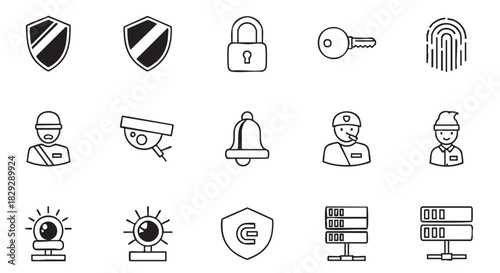 Security and safety vector icons for safety and protection concept